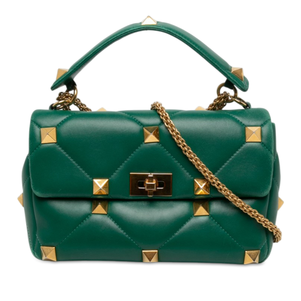 Pre-Loved Valentino Large Nappa Roman Stud Satchel